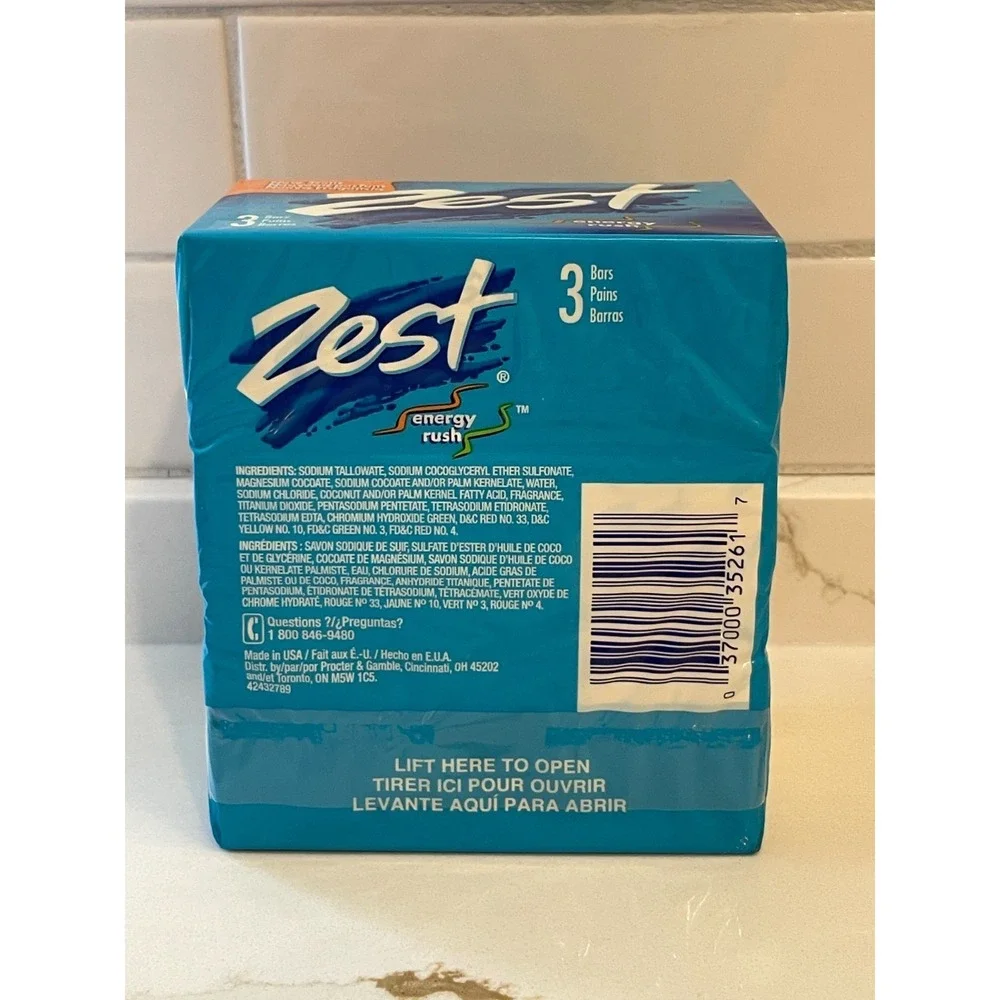 Zest Energy Rush Bath Soap 3 Bar Pack 4.5 oz Each Scented‎ Old Stock Sealed